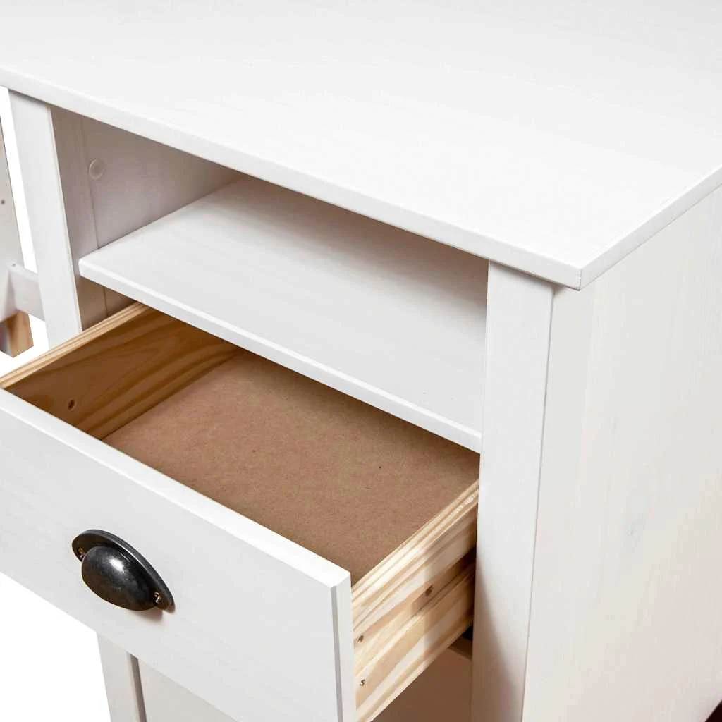 Bureau Bois 150 x 50 x 74 cm blanc bois massif de pin – vue de dos