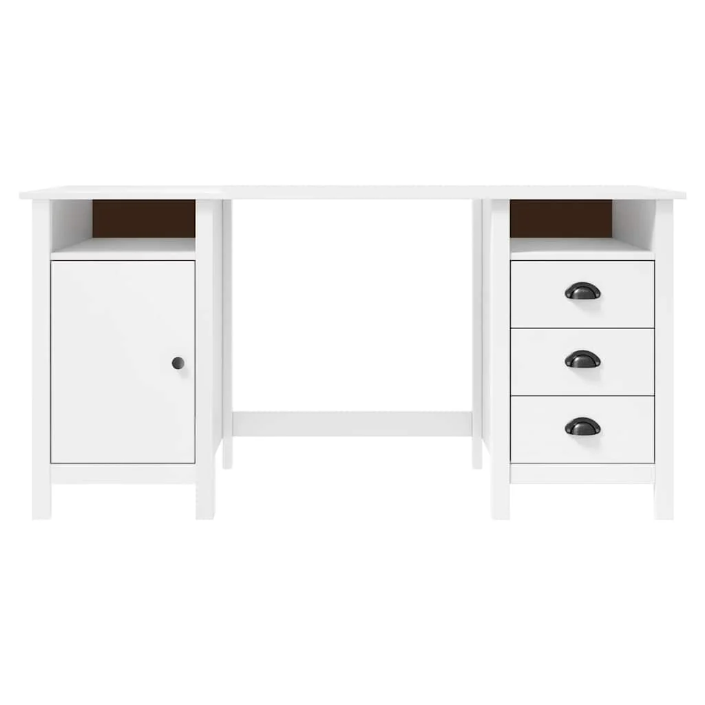 Bureau Bois 150 x 50 x 74 cm blanc bois massif de pin – vue de côté