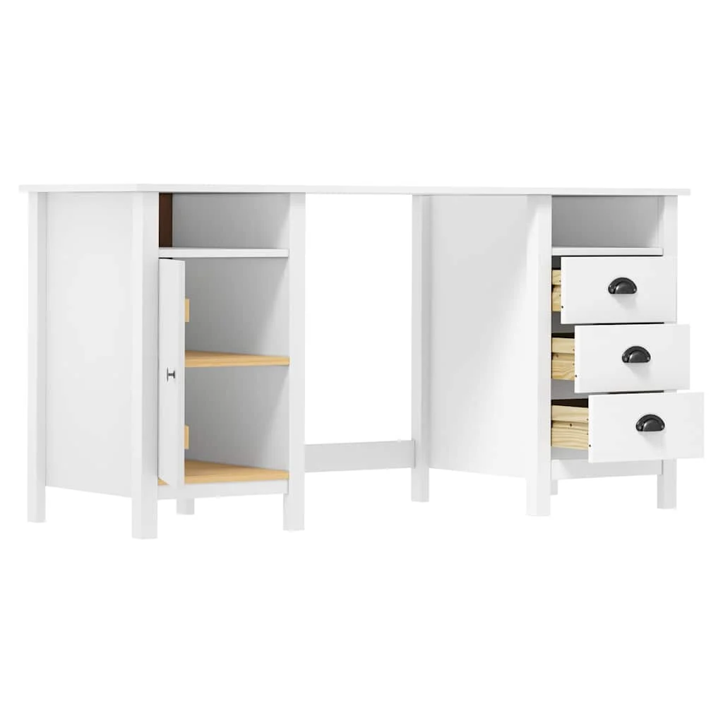 Bureau Bois 150 x 50 x 74 cm blanc bois massif de pin – vue de détail