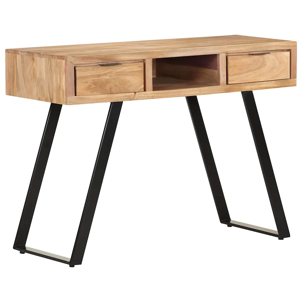 Bureau avec bord 107 x 45 x 79 cm brun bois massif d'acacia – vue de dessus