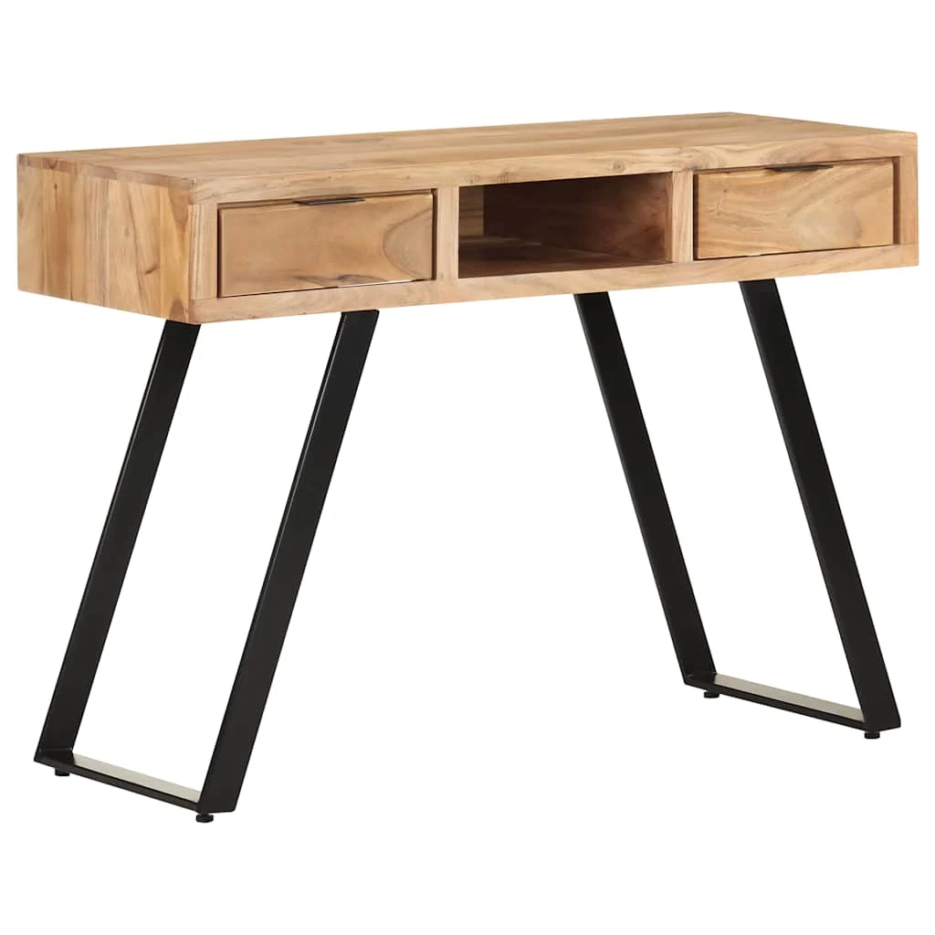 Bureau avec bord 107 x 45 x 79 cm brun bois massif d'acacia – vue de dos