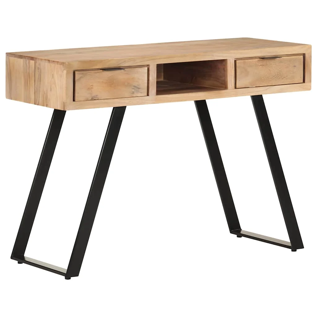 Bureau avec bord 107 x 45 x 79 cm brun bois massif d'acacia – vue d’ensemble
