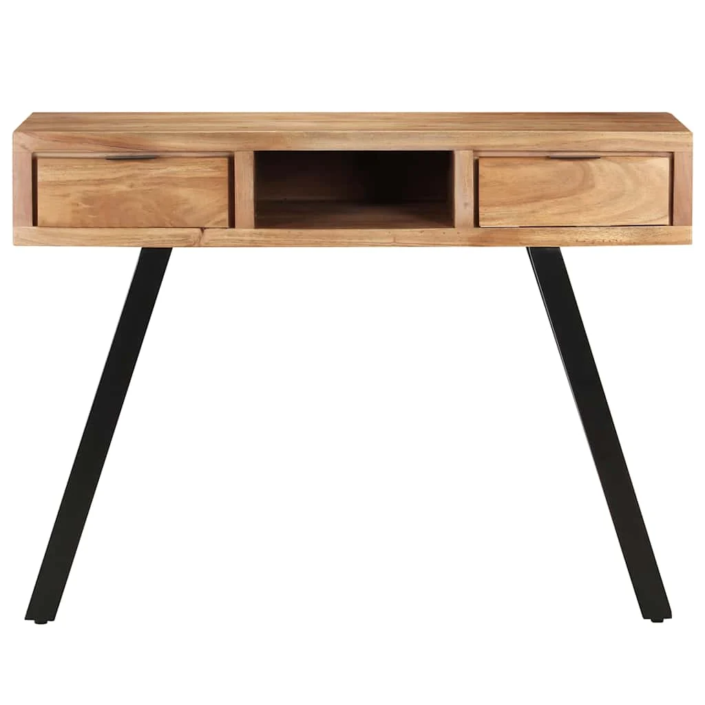 Bureau avec bord 107 x 45 x 79 cm brun bois massif d'acacia – vue de détail