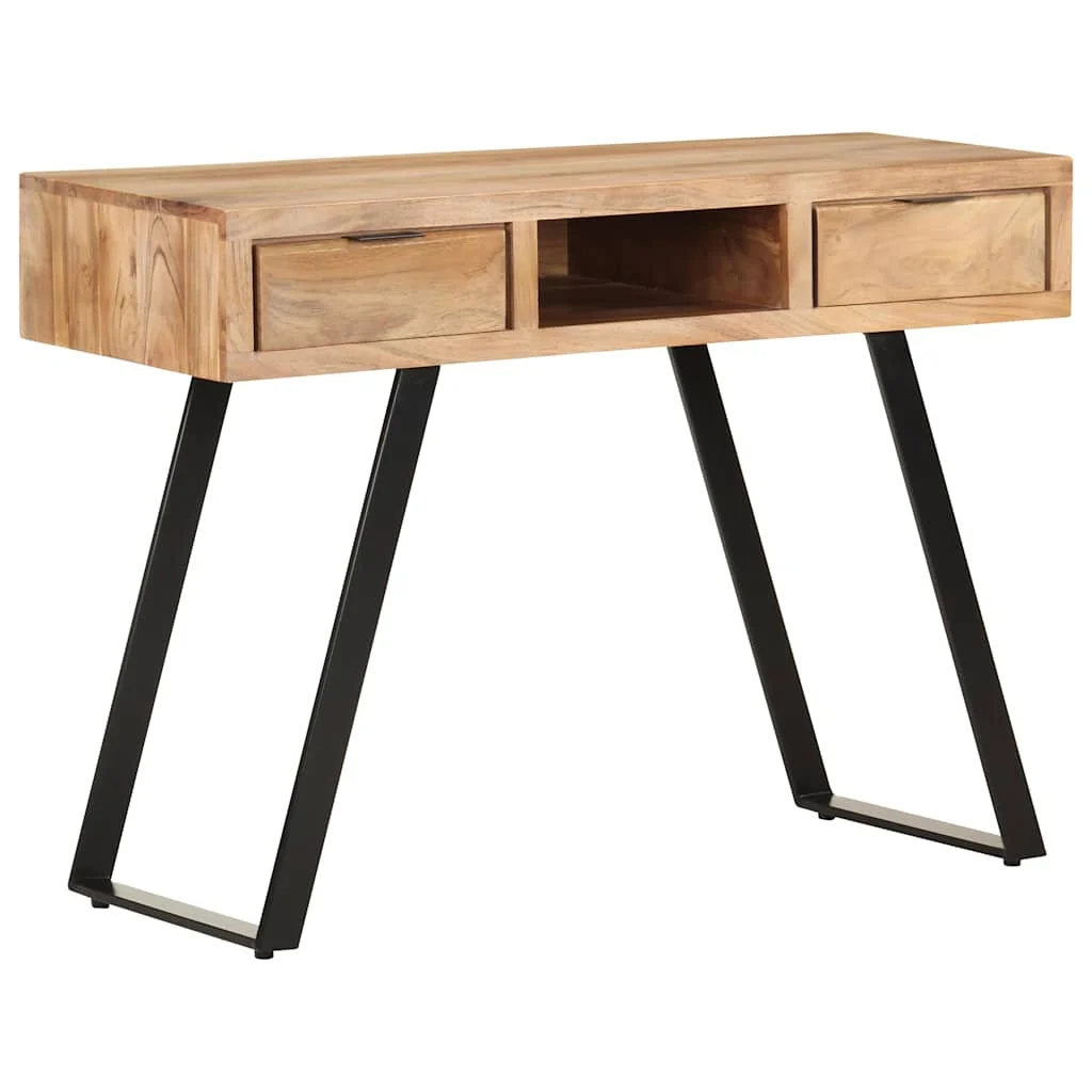 Bureau avec bord 107 x 45 x 79 cm brun bois massif d'acacia – vue en situation