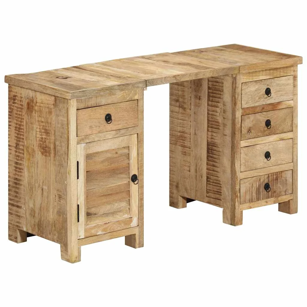 Bureau à caissons 140 x 50 x 77 cm brun bois massif de manguier – vue de dos