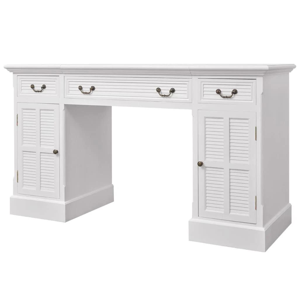 Bureau à double piédestal 140 x 48 x 80 cm blanc mdf – vue de côté