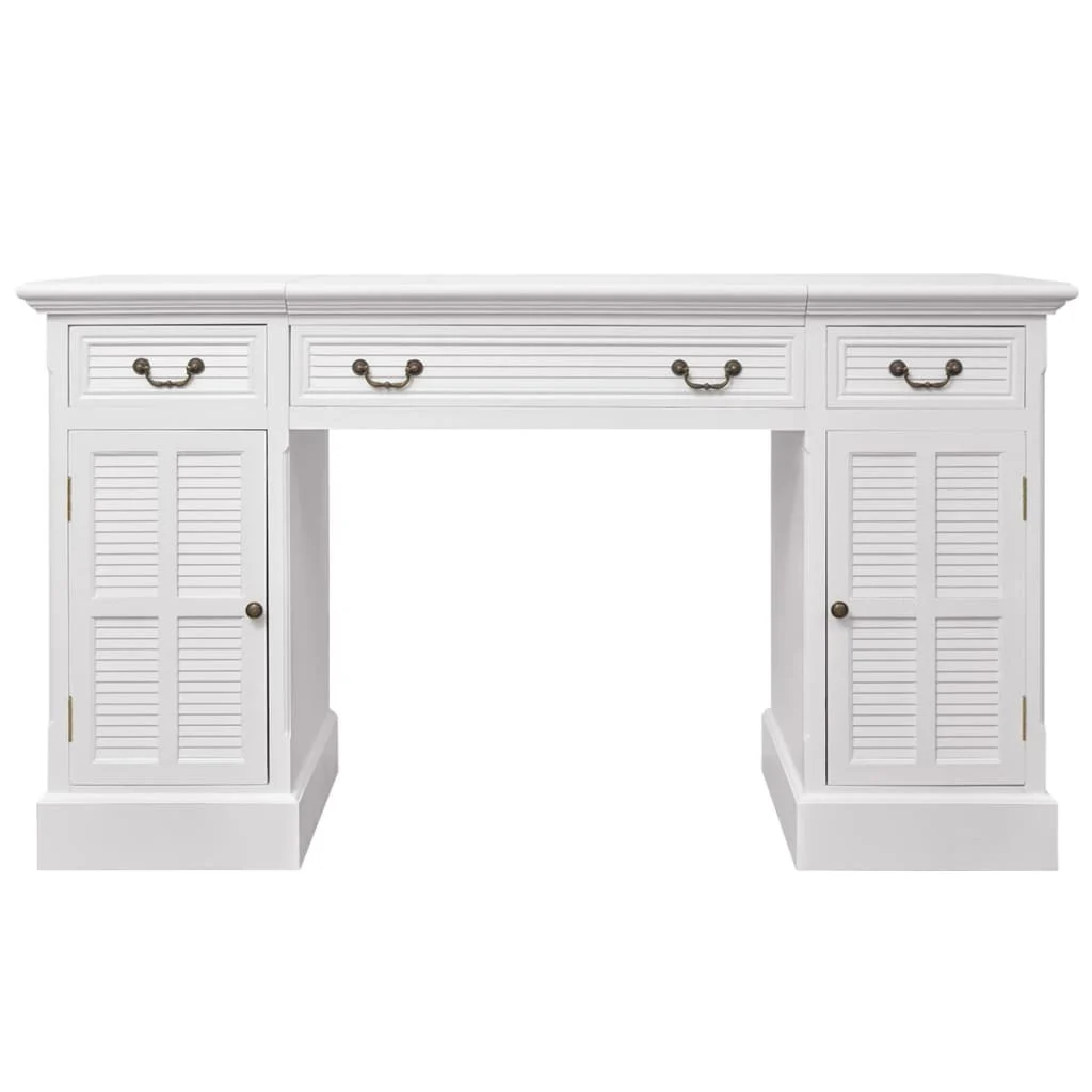 Bureau à double piédestal 140 x 48 x 80 cm blanc mdf – vue de détail