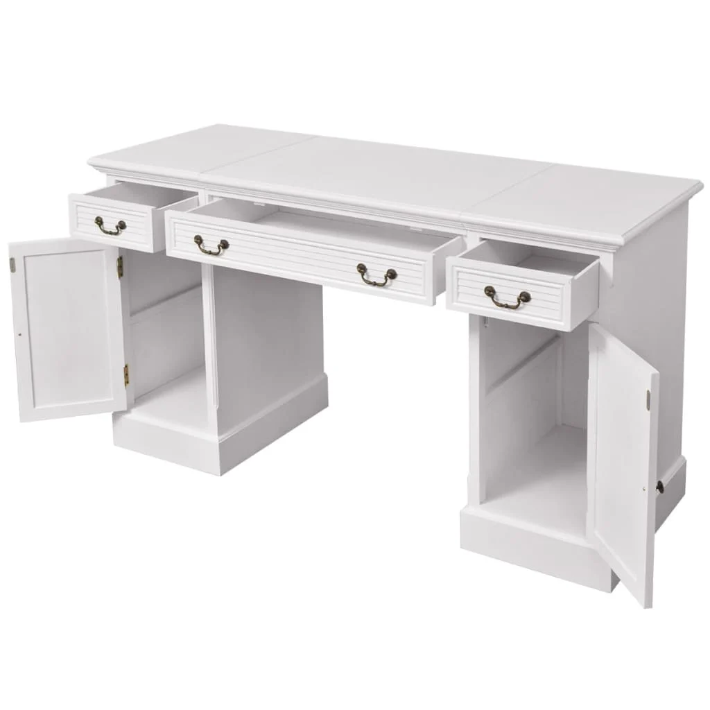 Bureau à double piédestal 140 x 48 x 80 cm blanc mdf – vue en situation