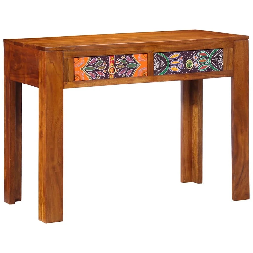 Bureau d'écriture 100 x 50 x 75 cm brun bois massif d'acacia – vue de côté