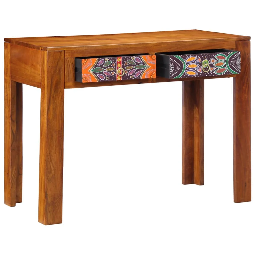 Bureau d'écriture 100 x 50 x 75 cm brun bois massif d'acacia – vue de détail