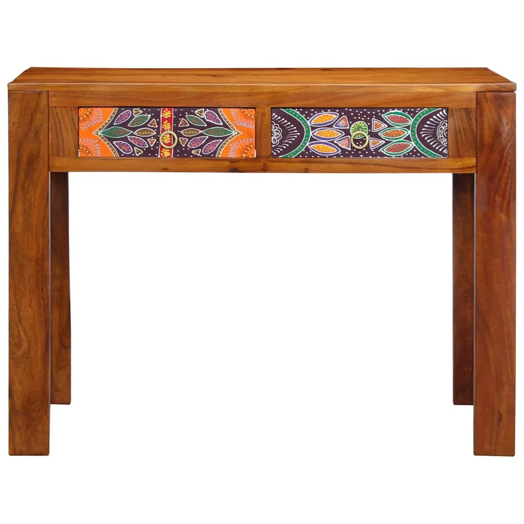 Bureau d'écriture 100 x 50 x 75 cm brun bois massif d'acacia – vue en situation