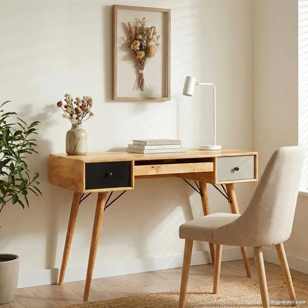 Bureau d'écriture 110 x 50 x 76 cm brun – vue d’ensemble