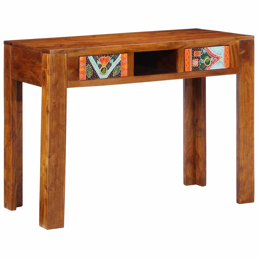 Bureau d'écriture avec tiroir 100 x 50 x 75 cm brun bois massif d'acacia – vue de côté