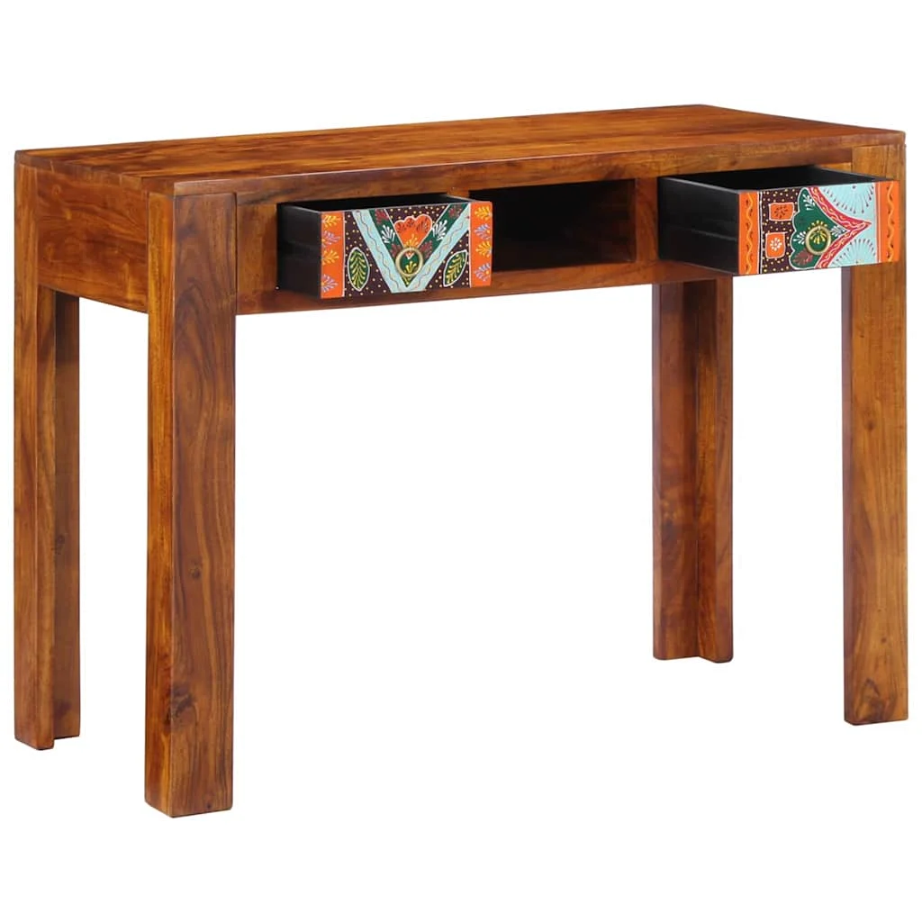 Bureau d'écriture avec tiroir 100 x 50 x 75 cm brun bois massif d'acacia – vue de détail