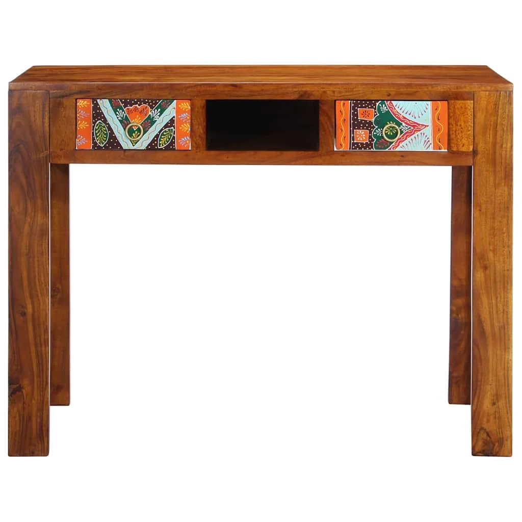 Bureau d'écriture avec tiroir 100 x 50 x 75 cm brun bois massif d'acacia – vue en situation