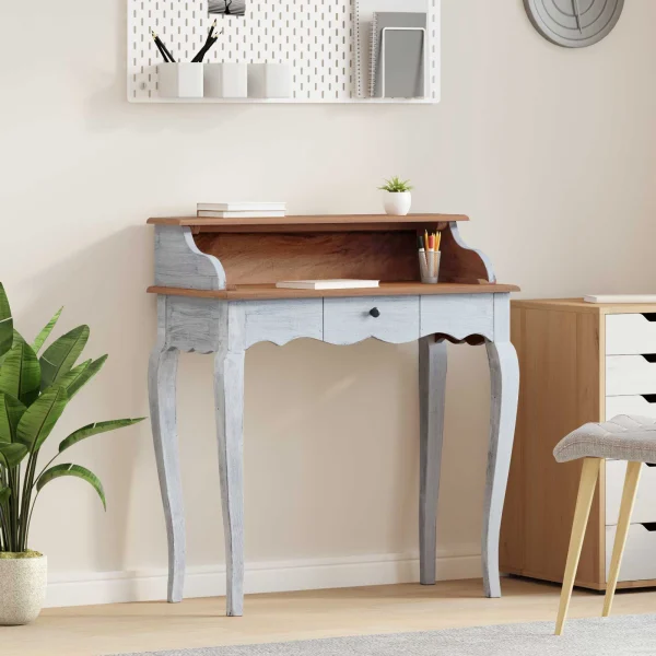 Bureau d'écriture avec tiroir 80 x 40 x 92 cm naturel bois massif d'acajou – vue d’ensemble