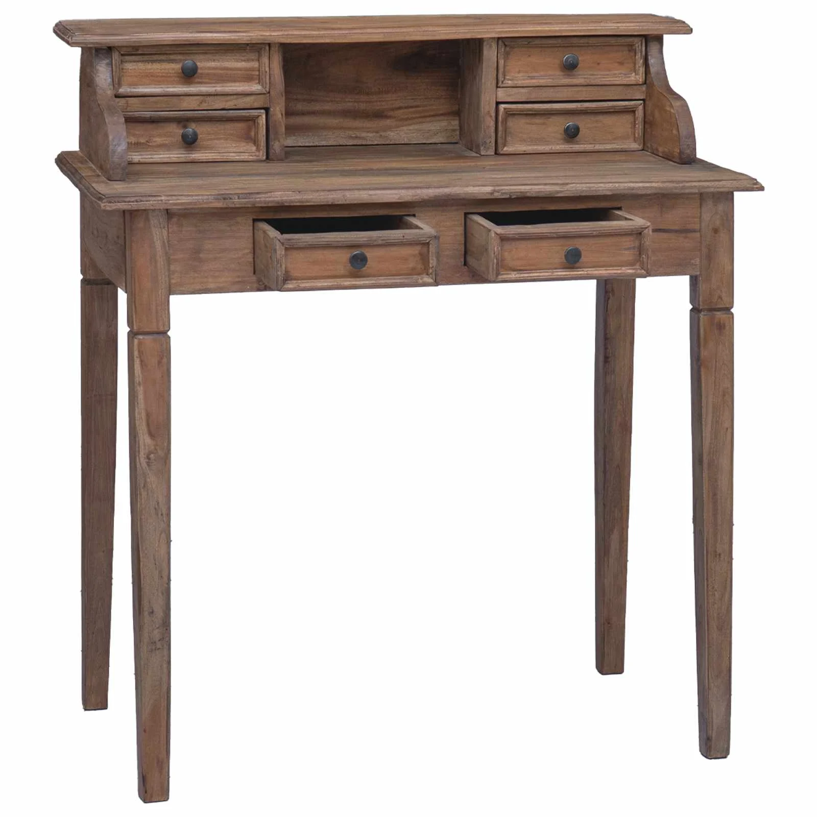Bureau d'écriture et tiroirs 90 x 50 x 101 cm marron bois massif – vue de dessus