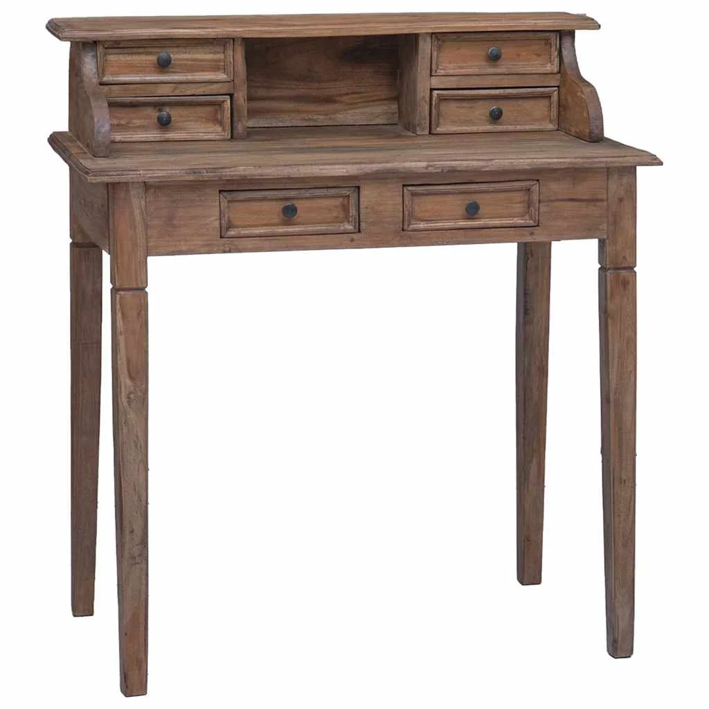 Bureau d'écriture et tiroirs 90 x 50 x 101 cm marron bois massif – vue de côté