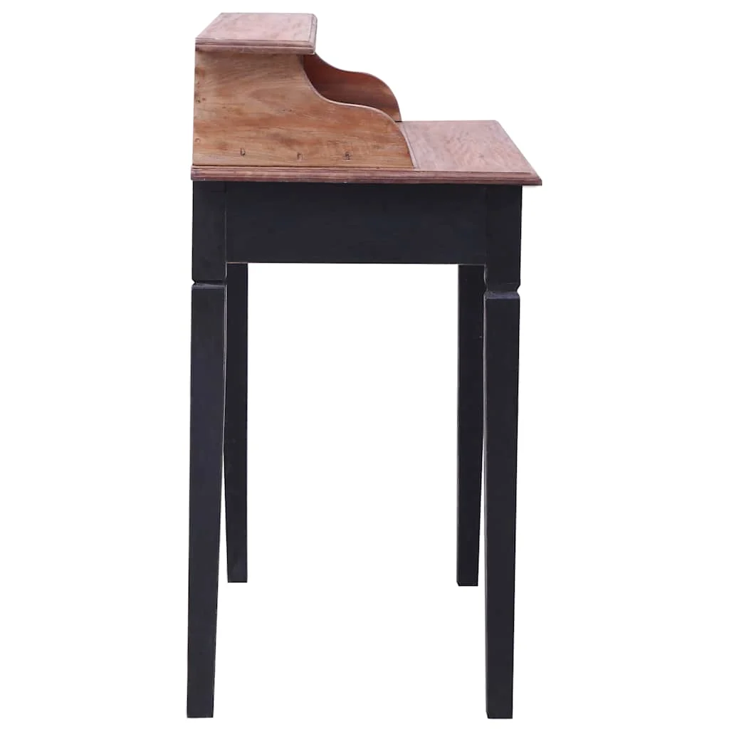 Bureau d'écriture et tiroirs 90 x 50 x 101 cm noir bois massif – vue de dos
