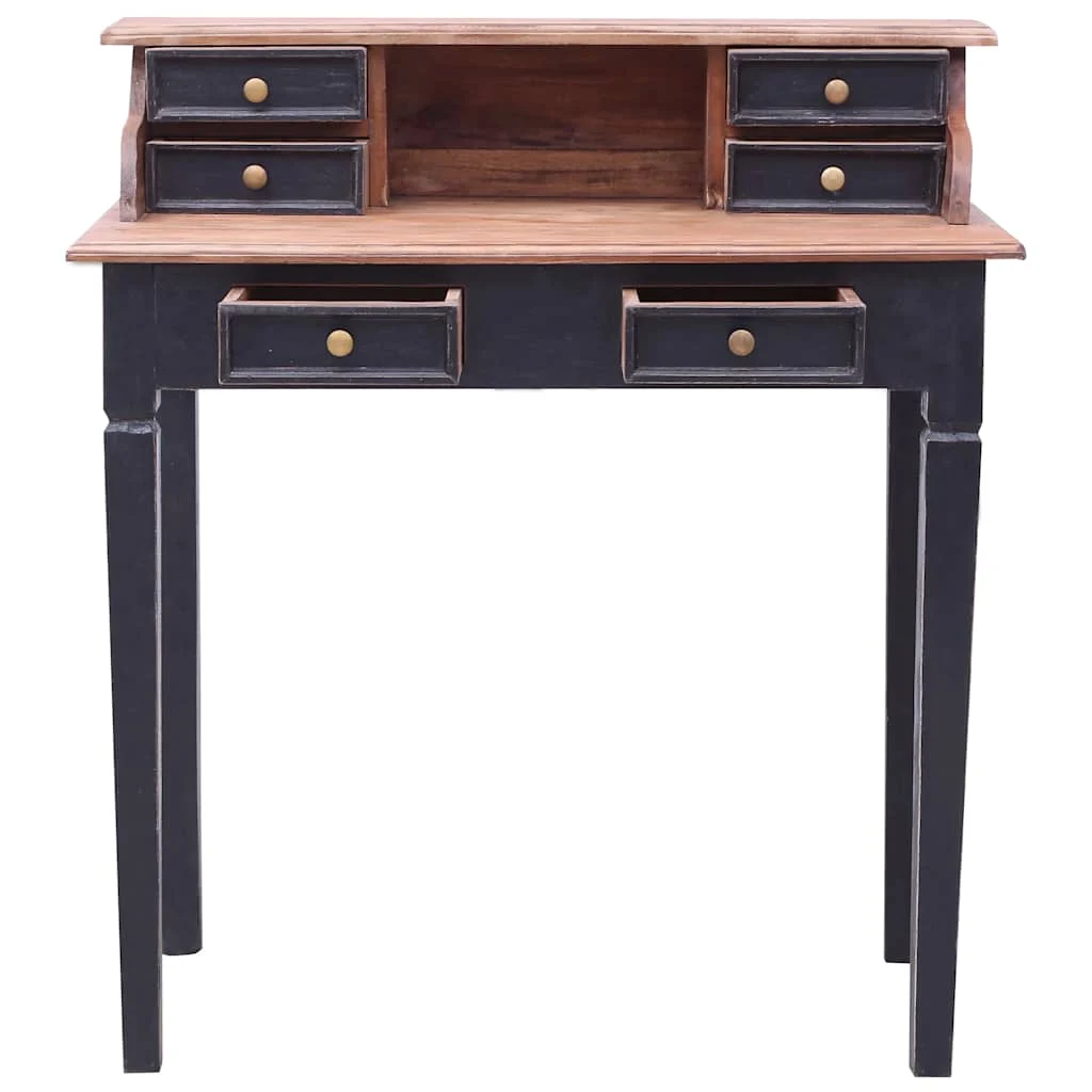 Bureau d'écriture et tiroirs 90 x 50 x 101 cm noir bois massif – vue de détail