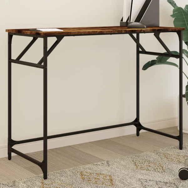 Bureau et enduit de poudre 100 x 45 x 76 cm chêne fumé bois d'ingénierie – vue d’ensemble