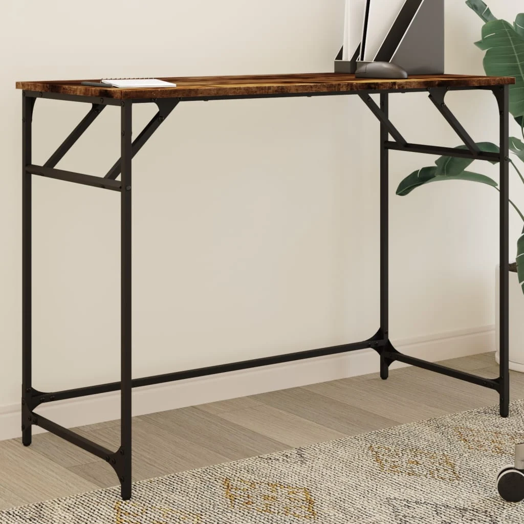 Bureau et enduit de poudre 100 x 45 x 76 cm chêne fumé bois d'ingénierie – vue d’ensemble
