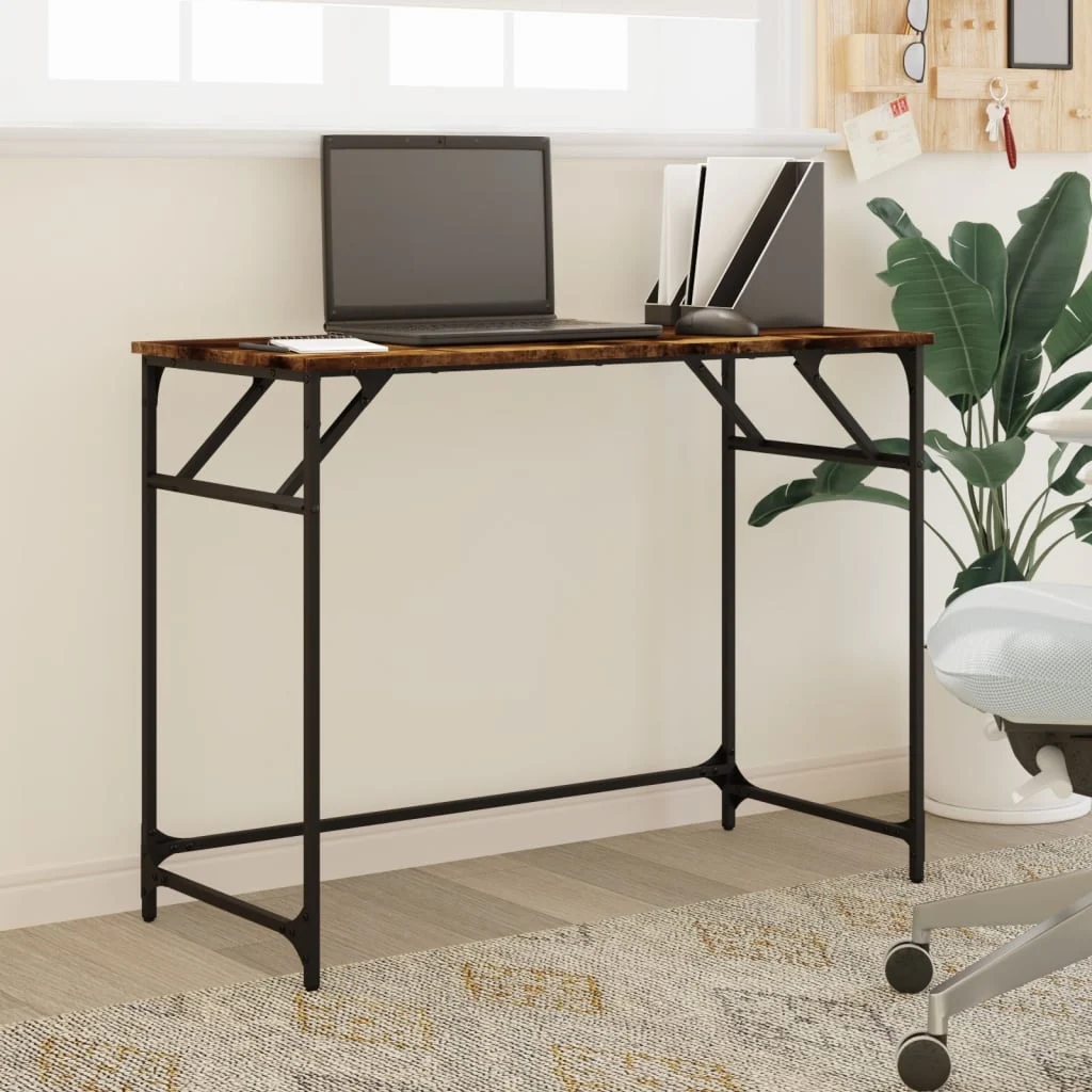 Bureau et enduit de poudre 100 x 45 x 76 cm chêne fumé bois d'ingénierie – vue de détail