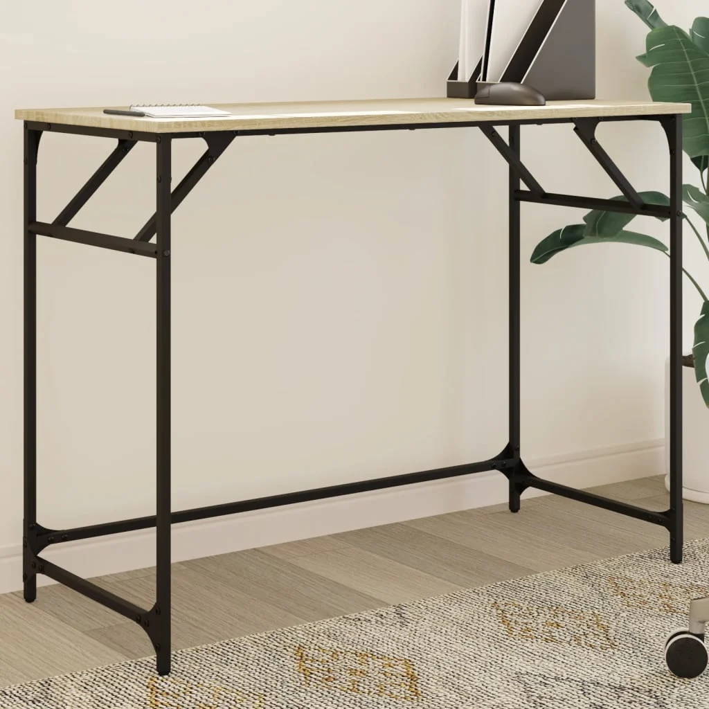 Bureau et enduit de poudre 100 x 45 x 76 cm chêne sonoma bois d'ingénierie – vue d’ensemble