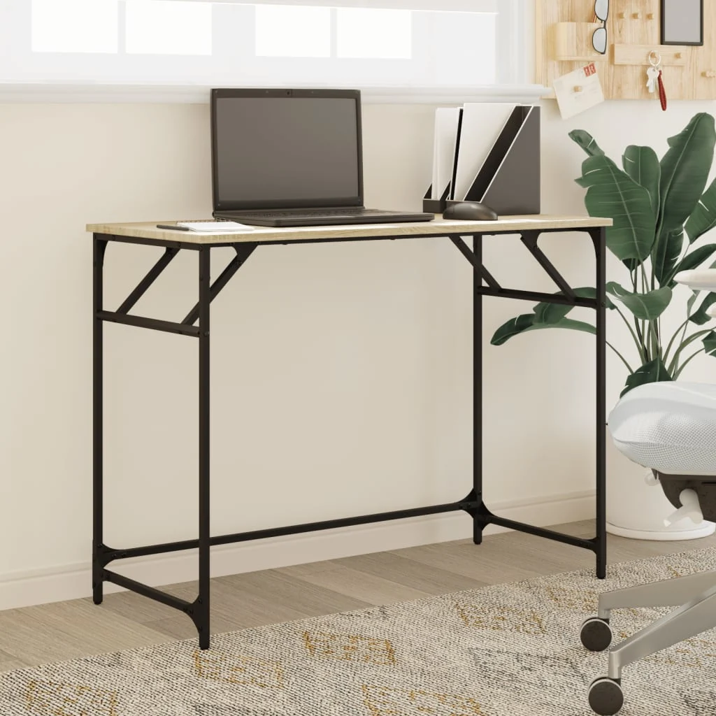 Bureau et enduit de poudre 100 x 45 x 76 cm chêne sonoma bois d'ingénierie – vue de détail