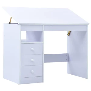 Bureau pour enfants Inclinable 100 x 55 x 87 cm blanc aggloméré – vue d’ensemble