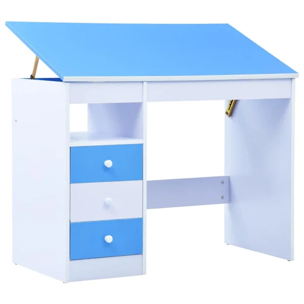 Bureau pour enfants Inclinable 100 x 55 x 87 cm bleu aggloméré – vue d’ensemble