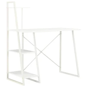 Bureau avec étagère 102 x 50 x 117 cm blanc bois d'ingénierie – vue d’ensemble