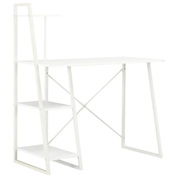Bureau avec étagère 102 x 50 x 117 cm blanc bois d'ingénierie – vue d’ensemble