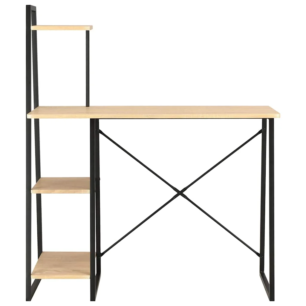Bureau avec étagère 102 x 50 x 117 cm noir et chêne bois d'ingénierie – vue de côté