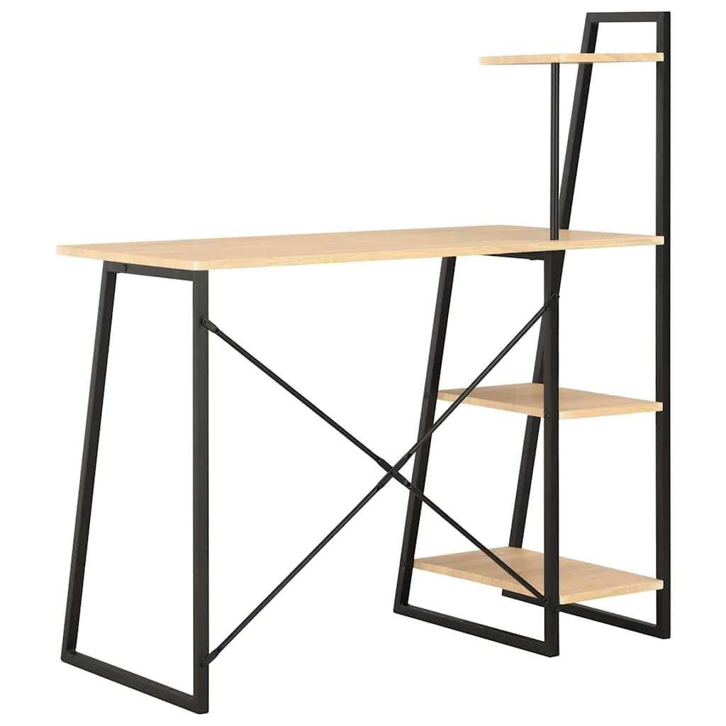 Bureau avec étagère 102 x 50 x 117 cm noir et chêne bois d'ingénierie – vue de détail