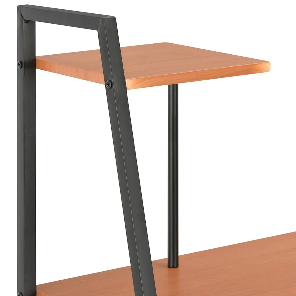 Bureau avec étagère 102 x 50 x 117 cm noir et marron bois d'ingénierie – vue de dessus