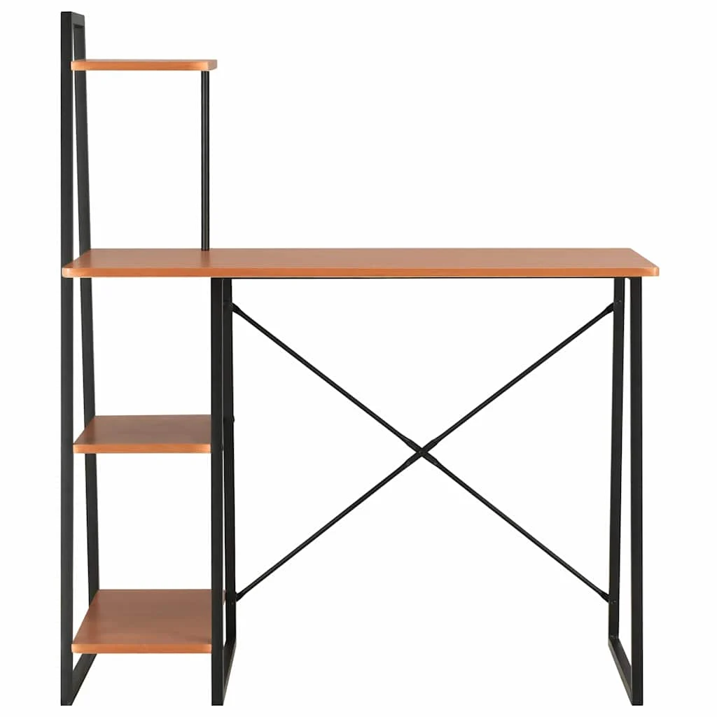 Bureau avec étagère 102 x 50 x 117 cm noir et marron bois d'ingénierie – vue de côté