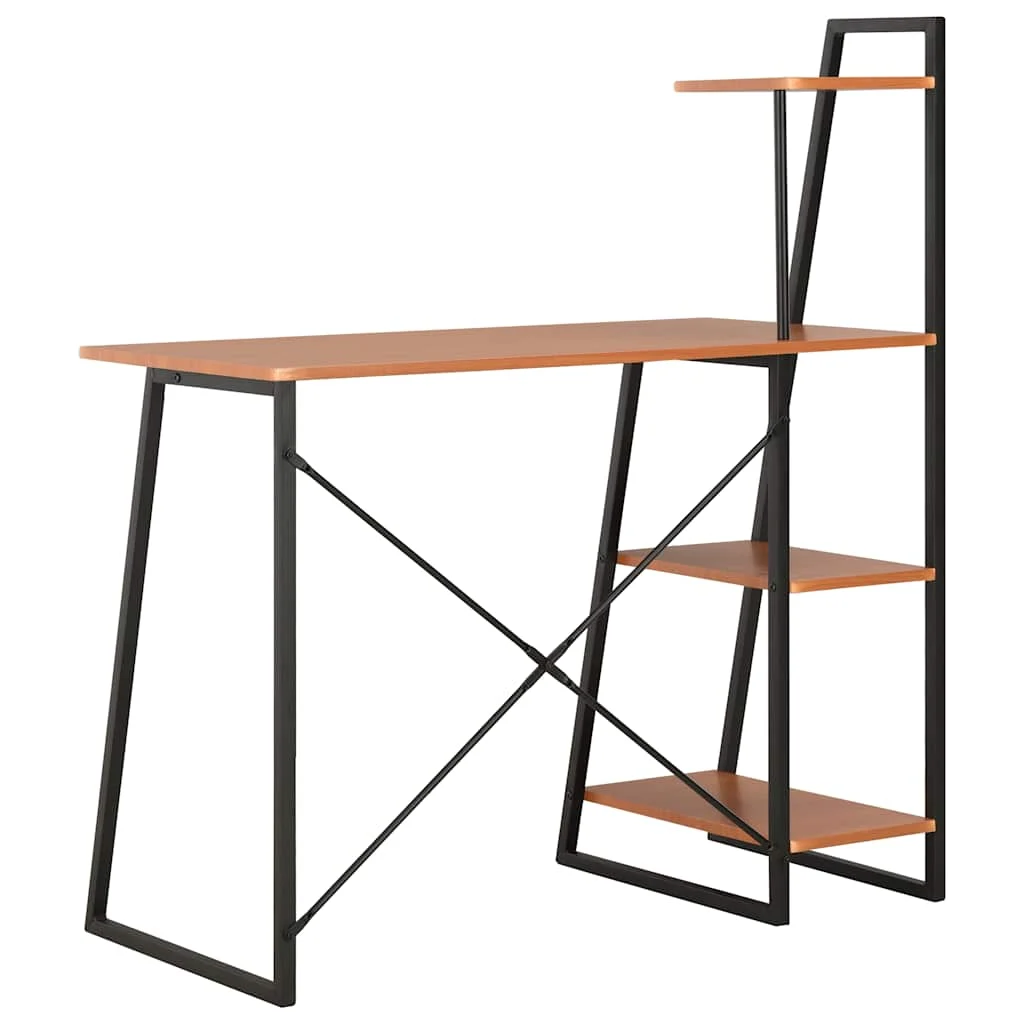 Bureau avec étagère 102 x 50 x 117 cm noir et marron bois d'ingénierie – vue de détail
