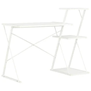 Bureau avec étagère 116 x 50 x 93 cm blanc bois d'ingénierie – vue d’ensemble