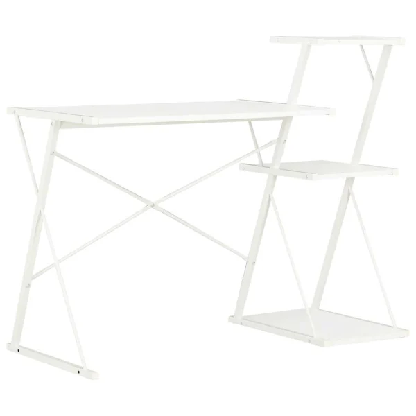 Bureau avec étagère 116 x 50 x 93 cm blanc bois d'ingénierie – vue d’ensemble