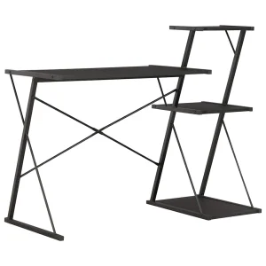 Bureau avec étagère 116 x 50 x 93 cm noir bois d'ingénierie – vue d’ensemble