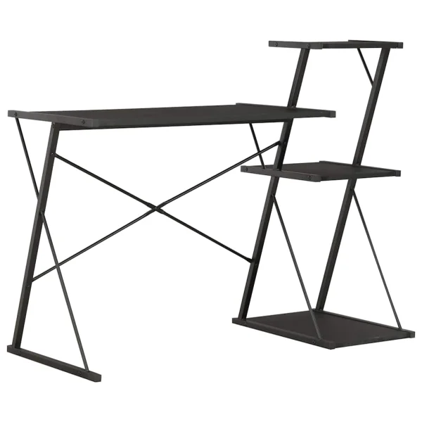 Bureau avec étagère 116 x 50 x 93 cm noir bois d'ingénierie – vue d’ensemble