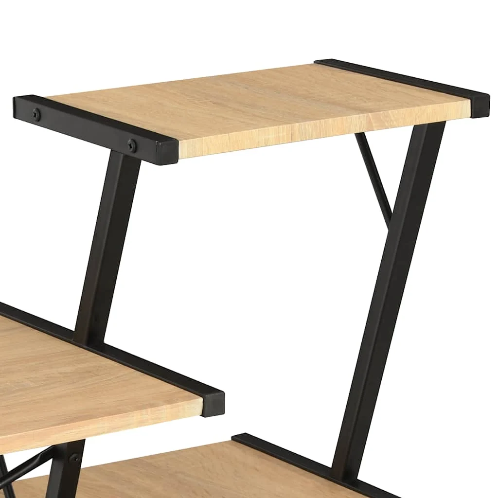 Bureau avec étagère 116 x 50 x 93 cm noir et chêne bois d'ingénierie – vue de dessus