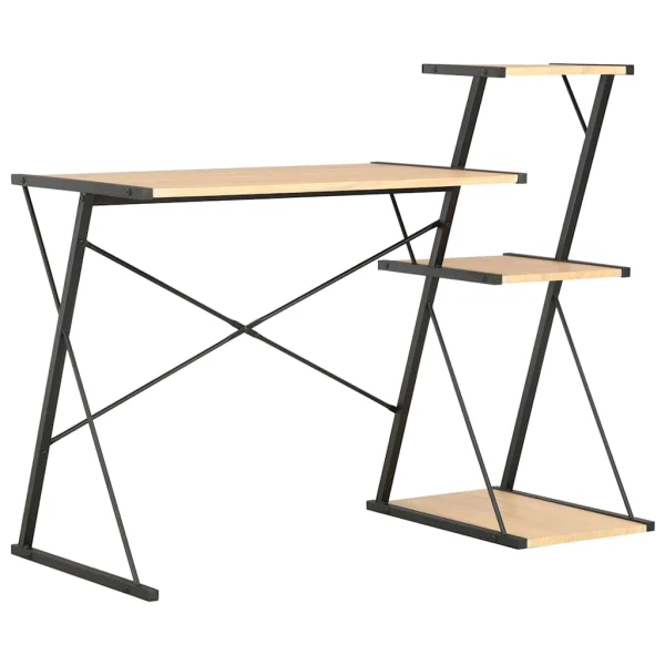 Bureau avec étagère 116 x 50 x 93 cm noir et chêne bois d'ingénierie – vue d’ensemble