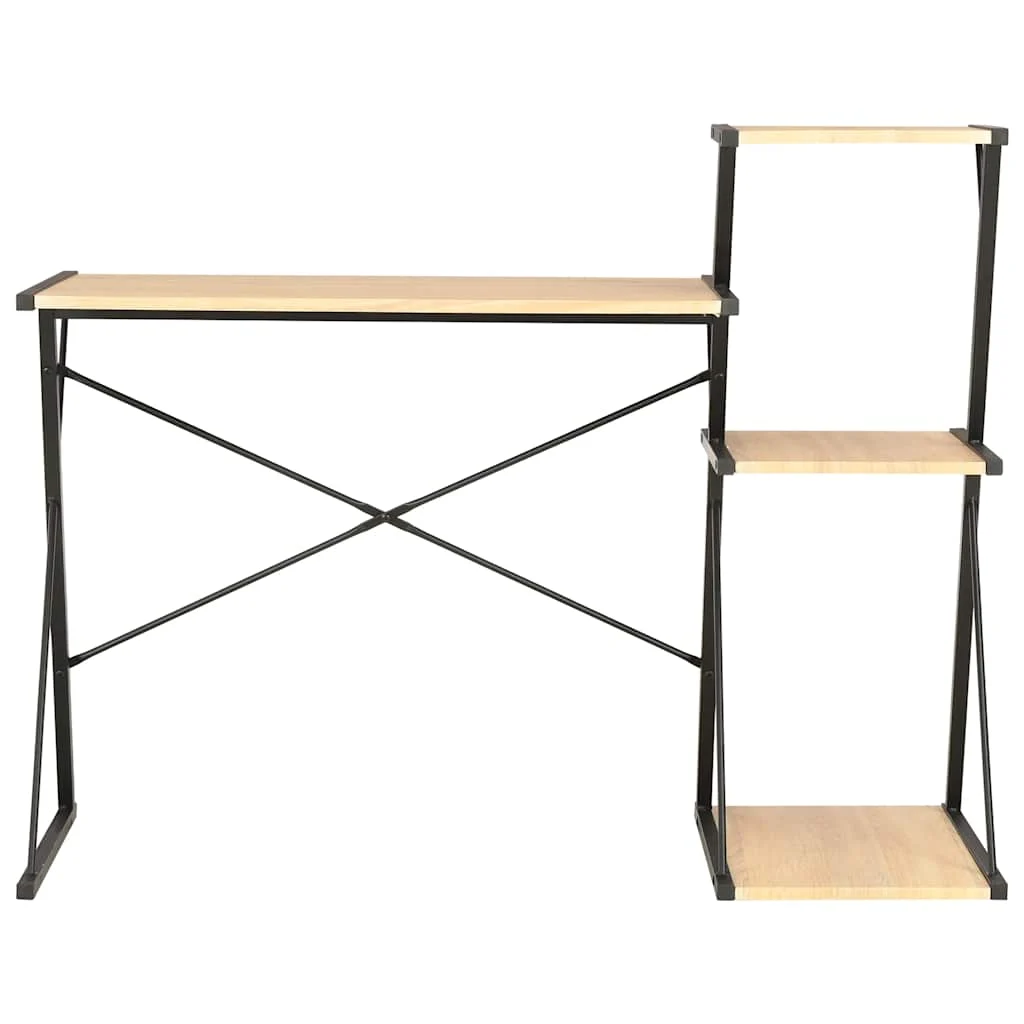 Bureau avec étagère 116 x 50 x 93 cm noir et chêne bois d'ingénierie – vue de côté