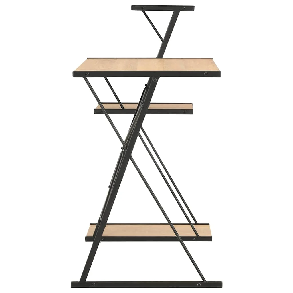 Bureau avec étagère 116 x 50 x 93 cm noir et chêne bois d'ingénierie – vue en situation