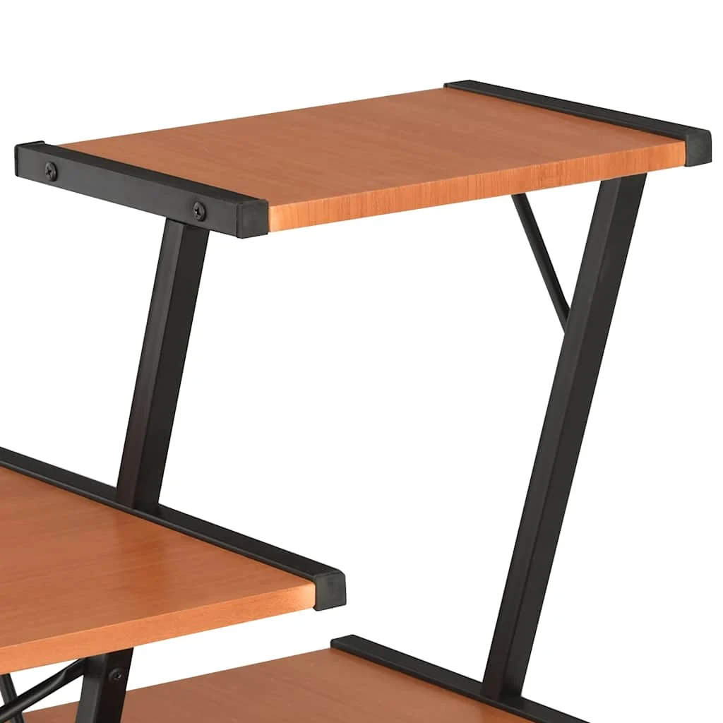 Bureau avec étagère 116 x 50 x 93 cm noir et marron bois d'ingénierie – vue de dessus