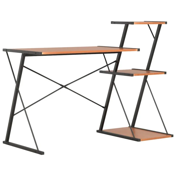 Bureau avec étagère 116 x 50 x 93 cm noir et marron bois d'ingénierie – vue d’ensemble