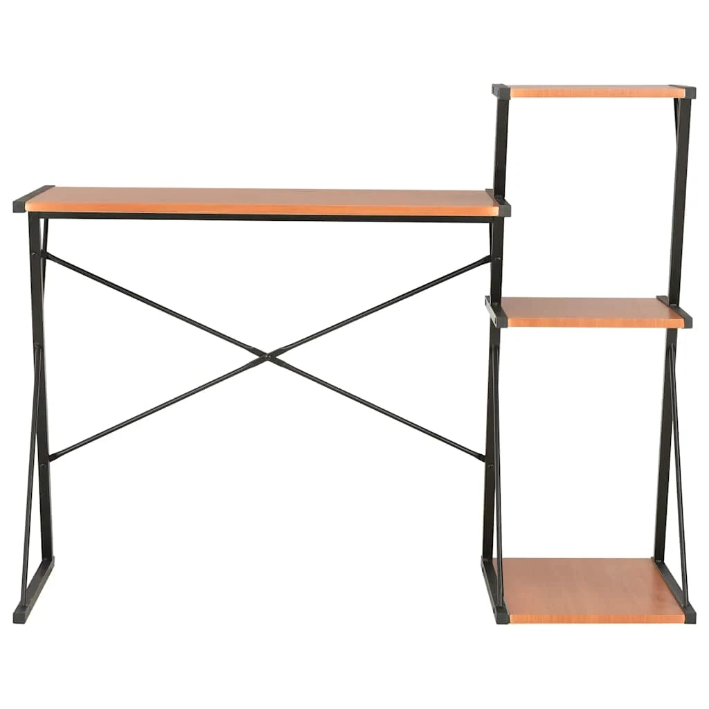 Bureau avec étagère 116 x 50 x 93 cm noir et marron bois d'ingénierie – vue de côté