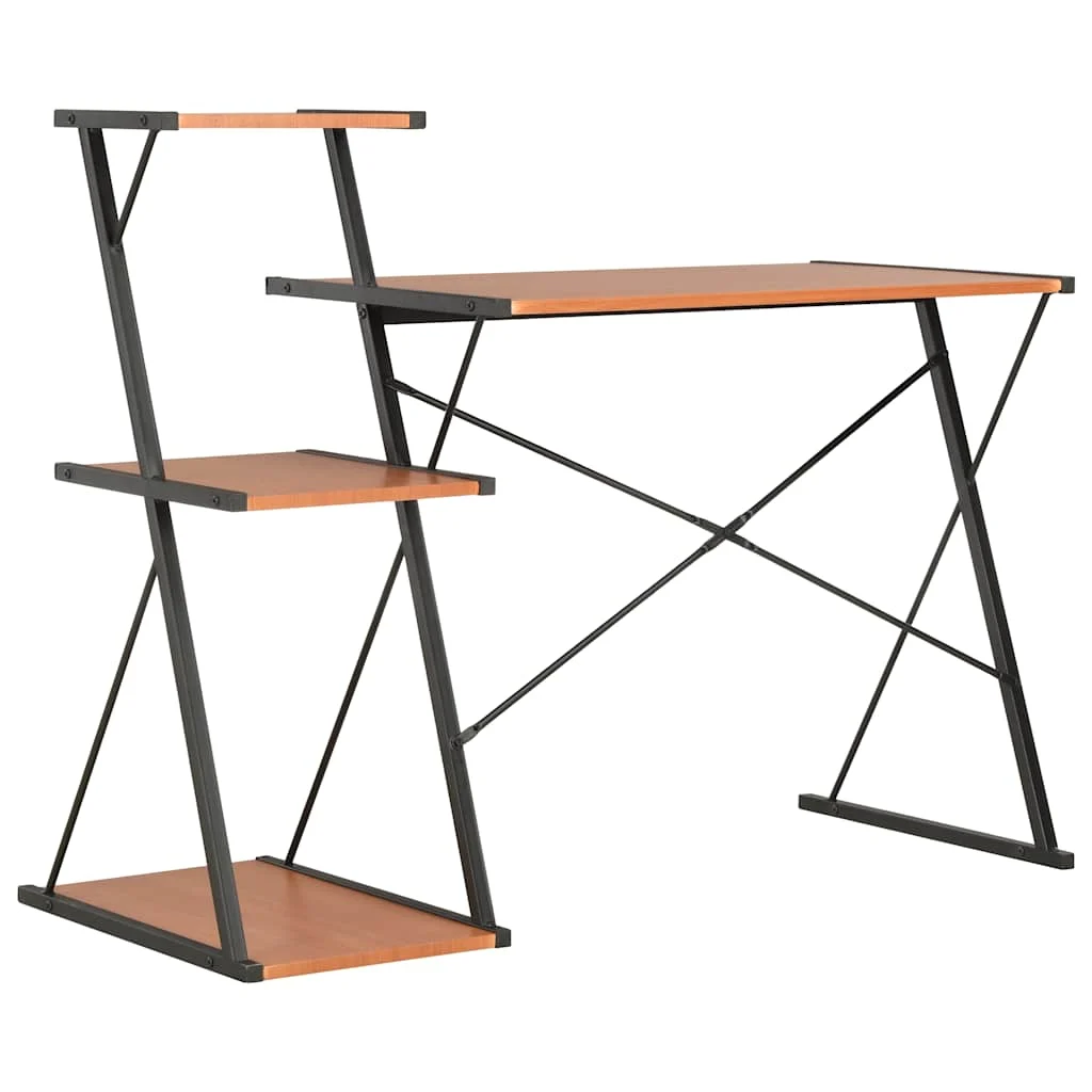 Bureau avec étagère 116 x 50 x 93 cm noir et marron bois d'ingénierie – vue de détail